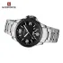 NAVIFORCE 9215 Men Wristwatch Top Brand Luxury Waterproof Watch Original Stainless Steel Sport Military Quartz Male Clock - Silver Black